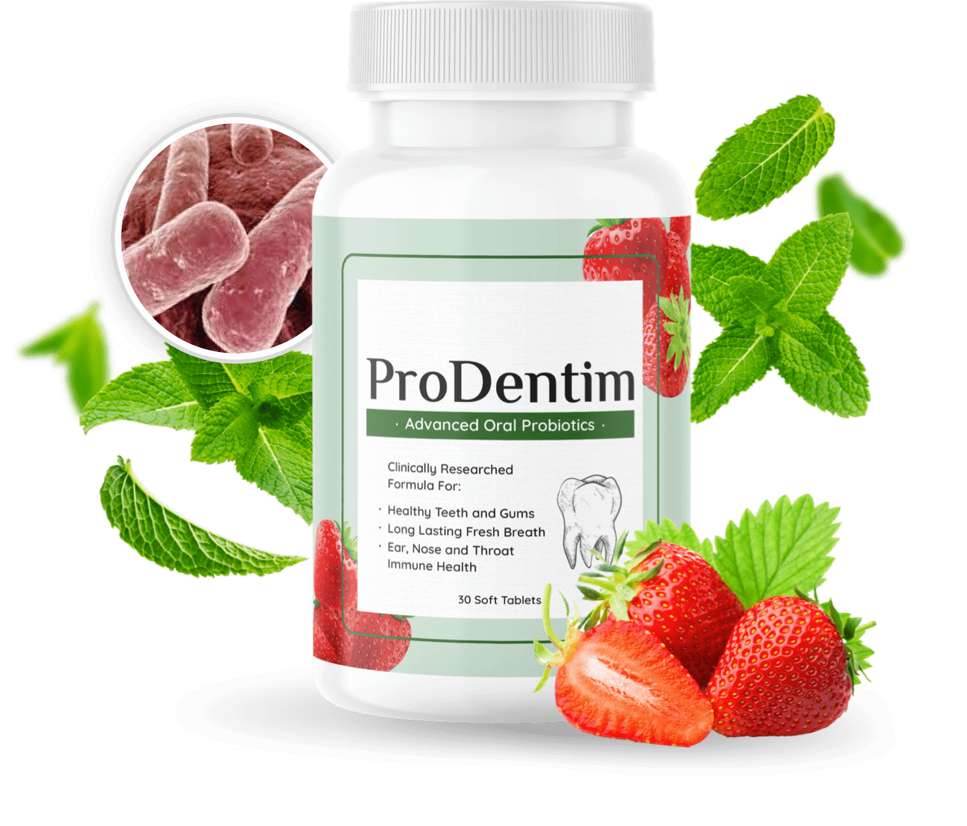 Oral probiotic supplement bottle shown for a product guide